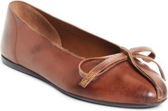 Prada Exposed Seam Ballerina Flat in Cacao at Nordstrom, Size 5.5Us