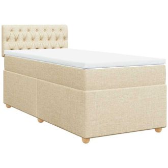 vidaXL Vidaxl - Cama Box Spring Con Colch&oacute;n Tela Color Crema 80x200 Cm