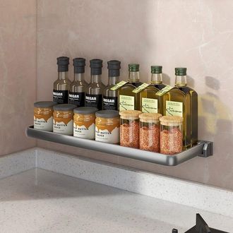 OEM Estanter&iacute;a De Cocina, Especiero, Plegable, 41&times;15&times;6,5 Cm - Almacenamiento De Cocina Sin Taladrar, Para Especias, Multifuncional - Gris