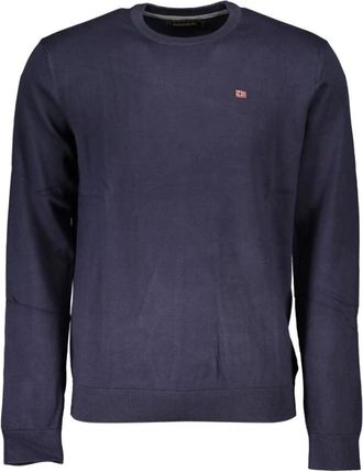 Napapijri Klassieke Blauwe Katoenen Trui met Ronde Hals - Heren - Ronde hals truien - Blauw - 2XL - Katoen - Truien & Vesten