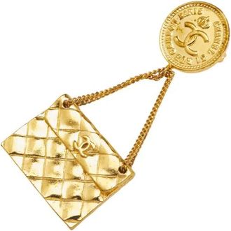 Chanel Spilla con medaglione CC 1980-1990 - Oro