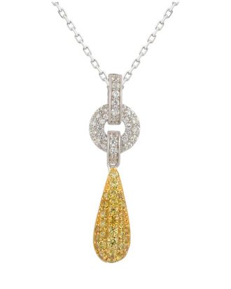 Suzy Levian Silver 0.02 Ct. Tw. Diamond & Gemstone Tear Drop Pendant