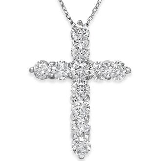 Pompeii3 2 1/4cttw 14k White Gold Diamond Cross Pendant (1 inch tall) Necklace Lab Grown