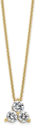 Diamond2Deal 14K Gold 3/4 Ct Lab Grown Diamond 3 Stone Necklace 18 Clarity VS, Color D-E
