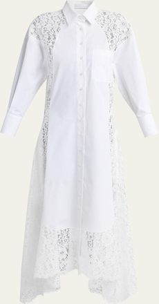 Stella McCartney Lace-Paneled Poplin Midi Shirtdress