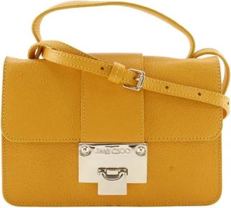 Jimmy Choo London Tweedehands leren handtassen - Dames - Vintage Handtas - Geel - ONE Size - Leer - Vintage