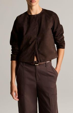 Vince Crop Suede Jacket in Iron at Nordstrom, Size Xx-Small