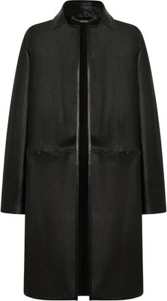 Kiton Lamsleren Jas - Dames - Mantel - Zwart - M - Leer - Jassen