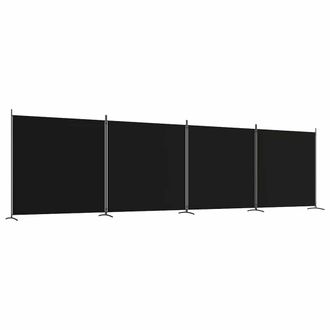vidaXL Biombo Divisor De 4 Paneles De Tela Negro 698x180 Cm Vidaxl