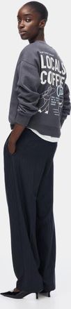 H&M Text-motif Sweatshirt in Dark Gray/brunch at Nordstrom, Size X-Large