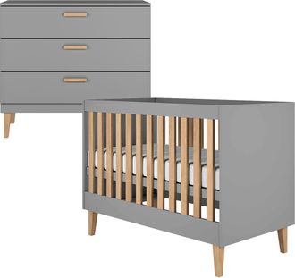 OEM Cuna 60x120 Y C&oacute;moda Kocot Kids Kubi - Gris