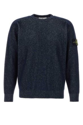 Stone Island Blue Crew Neck Sweaters