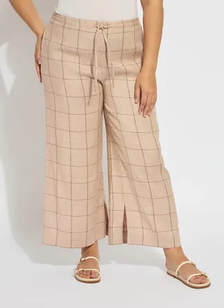 Lyss&eacute; Nixie Drawstring Linen Wide Leg Pant Curvy (27 Inseam)