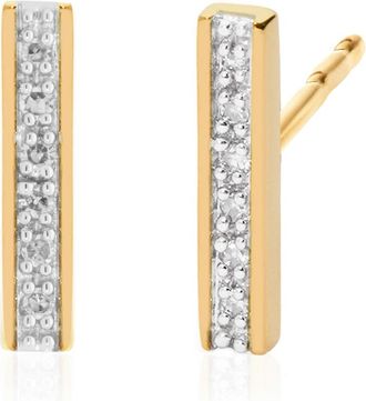 Monica Vinader Gold Signature Skinny Diamond Earrings Diamond