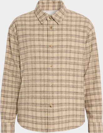 Frame Denim Mens Plaid Wool-Blend Overshirt