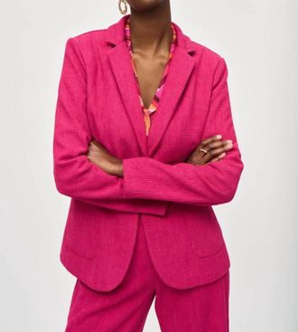 Joseph Ribkoff Corduroy Fitted Blazer In Pink Punch