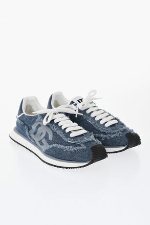 Dolce & Gabbana Sneakers Low-Top In Denim Con Dettagli Raw Cut Dolce & Gabbana