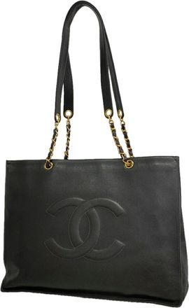Chanel Black Grained Calfskin Tote Bag (Pre-Owned)