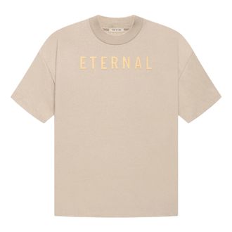 Fear of God Eternal Logo Flocked Crewneck T-Shirt Tan Orange FGE50-001AJER-122