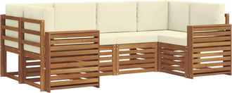 vidaXL Conjunto De Sof&aacute;s De Exterior 6 Uds. Natural Y Crema Vidaxl