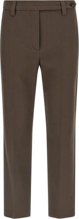 Brunello Cucinelli Sigarettenbroek met Monili - Dames - Slim Fit Broeken - Bruin - XS - Katoen - Broeken