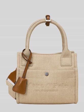 Marc O'Polo Henkeltasche aus reiner Baumwolle mit Logo-Stitching in Beige, Gr&ouml;&szlig;e 1
