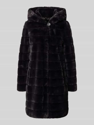 Petite M. Mantel aus Kunstfell mit Kapuze und Eingrifftaschen in Anthrazit, Gr&ouml;&szlig;e 46