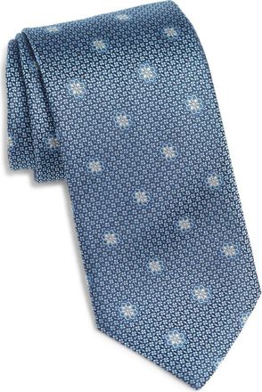 Canali Medallion Silk Tie in Light Blue at Nordstrom
