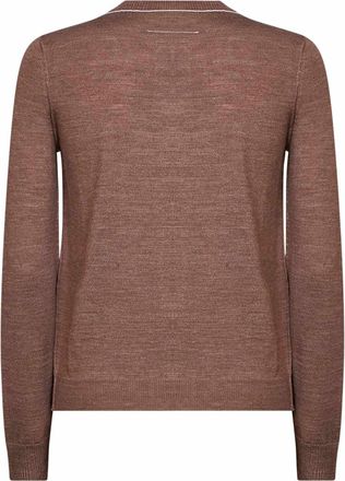 Maison Margiela Womens Cardigan Light Brown Wool Blend Virgin Cardigans Sweater