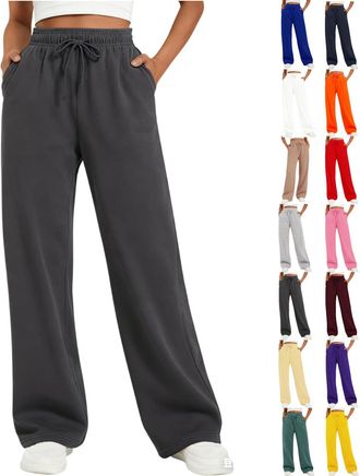 Generic Joggers for Women UK Womens Clothing Wide Leg Trousers Sweatpants Lounge Pants Tracksuit Bottoms Baggy Ladies Trousers Jogging Bottoms Fleece Lined St
