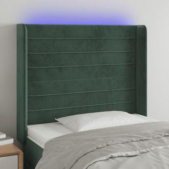 vidaXL Cabecero Con Led De Terciopelo Verde Oscuro 93x16x118/128 Cm Vidaxl