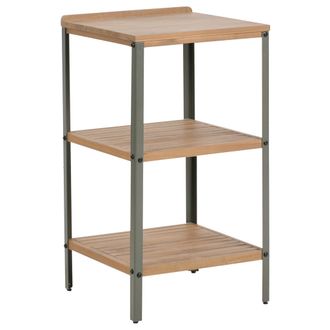 Beliani Isla De Cocina Exterior De Madera De Acacia Con 2 Estantes 50 X 50 X 92 Cm Encimera De Madera Maciza Marr&oacute;n Ivrea