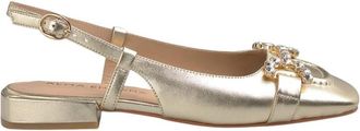Alma En Pena Platte schoen met strass - Dames - Sandalen - Geel - 39 EU - Leer - Schoenen