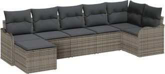 vidaXL Garden Sofa Set with Storage 7 pcs Grey Poly Rattan vidaXL