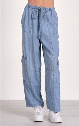 Elan Lightweight Denim Cargo Pants In Blue