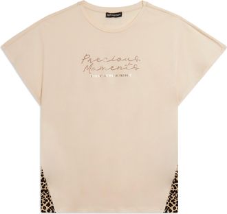 Freddy T-shirt Manica Corta con Inserti Animalier e Dettagli in Borchie