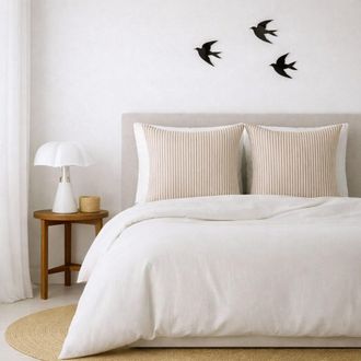 Febronie Juego de cama (65x65) algod&oacute;n lavado blanco / avellana 260x240