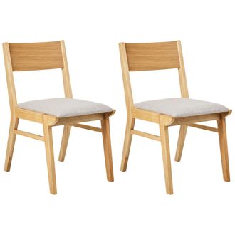 Beliani Beliani - Conjunto De 2 Sillas De Comedor Retro Tradicional Sin Reposabrazos Asiento De Tela Gris Estructura De Madera Maciza Clara Enola