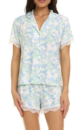 Flora Nikrooz Luna Short Pajamas in Ivory/blue at Nordstrom, Size X-Small