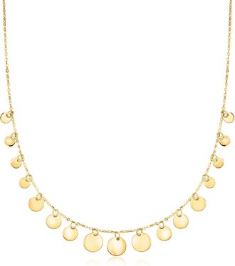 Canaria Canaria Italian 10kt Yellow Gold Graduated Disc Drop Necklace