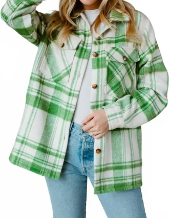 Panache Charmer Plaid Jacket In Green & Cream