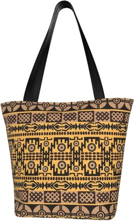 AOOEDM Tote Bag African Ethnic Pattern Shopping Bags Small Reusable Market Bag Beach Tote Bags Travel Totes