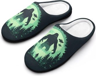 Generic Bigfoot And Aliens Cotton Slipper for Women Indoor Outdoor House Shoes Anti-Skid Slippers with Rubber Sole