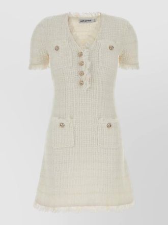 Self Portrait tweed short-sleeve mini dress