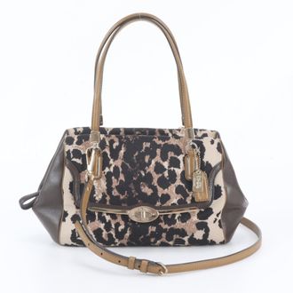 Coach Brown Leather Canvas Handbag Shoulder Bag Tote Bag (Pre-Owned)