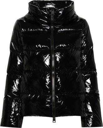Herno gloss puffer jacket - women - Polyamide/Polyamide/Polyvinyl Acetate (PVA)/Down/Feather - 44 - Black