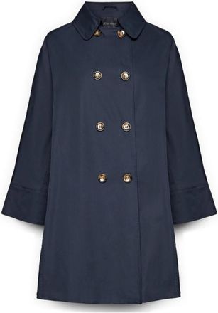 Elena Miro Dubbele-Rij Gabardine Trenchcoat - Dames - Mantel - Blauw - 7XL - Katoen - Jassen