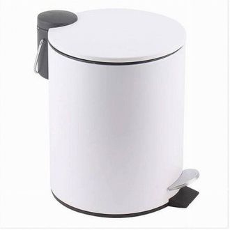 Trade Shop Trade Shop - Pattumiera Acciaio Pedale 5 Lt Bidone Cestino Spazzatura Bagno Casa Bianco 87450