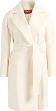 Max Mara Mstdravenna Jas - Dames - Jas met riem - Wit - XS - Wol - Jassen