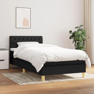 vidaXL Cama Box Spring Con Colch&oacute;n Tela Negro 100x200 Cm Vidaxl